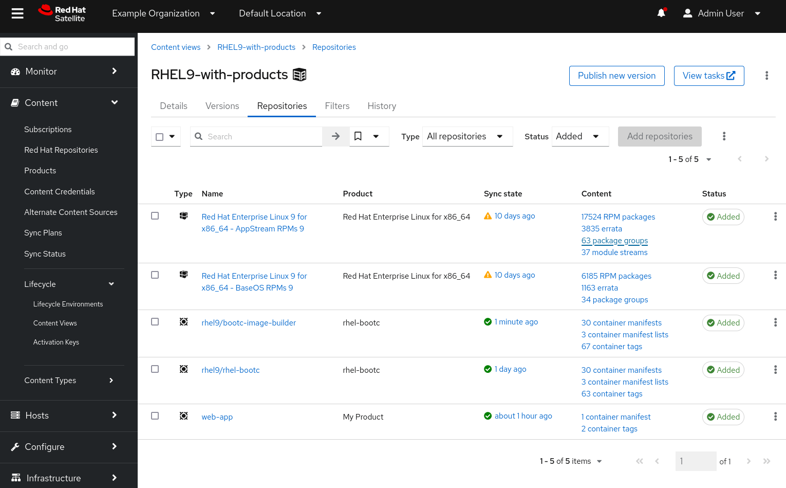 Red Hat Satellite with bootc-image-builder content view